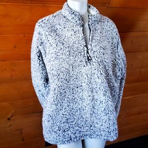 two toned Sherpa trendy sweater half zip pullover